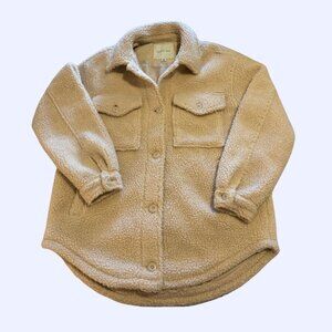 American Eagle Sherpa Trucker Jacket, Cream, Size M